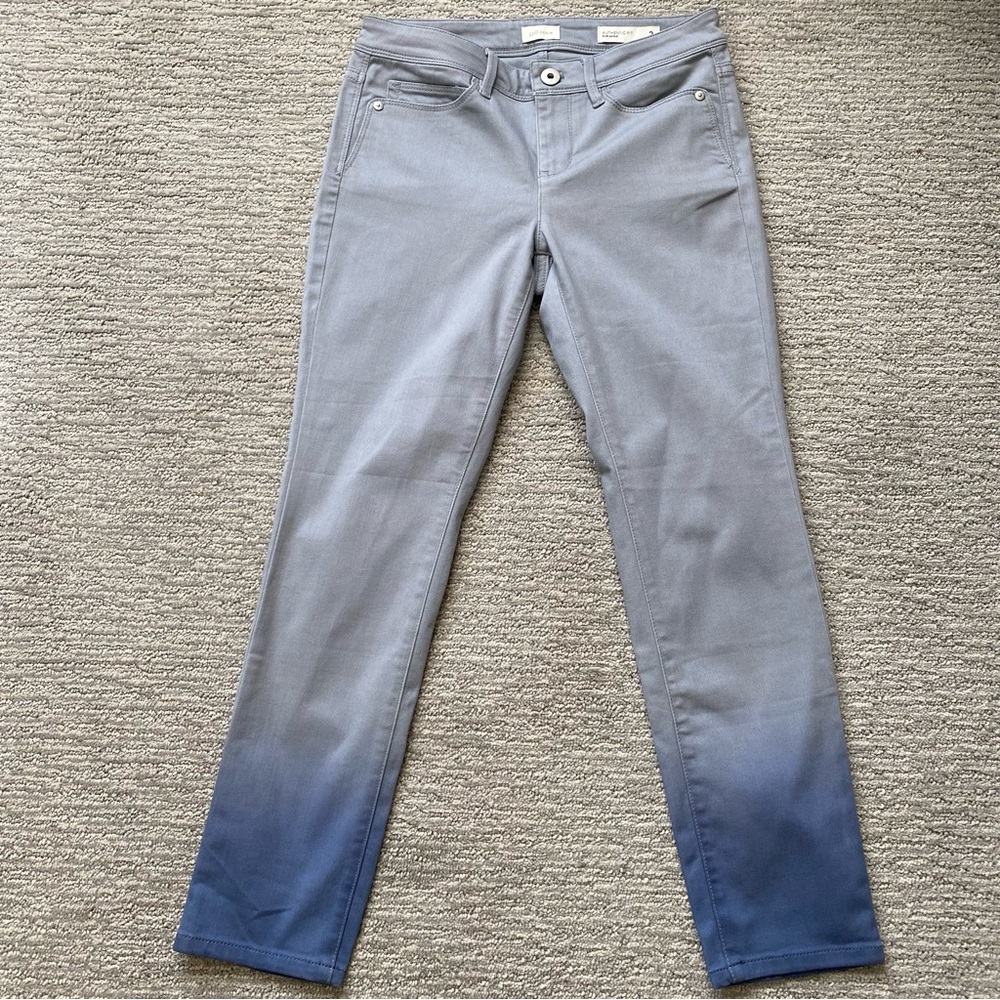 J. Jill Slim Ankle Jeans Womens Size 2P Gray Blue Denim Dip-Dyed‎ Ombre Stretch